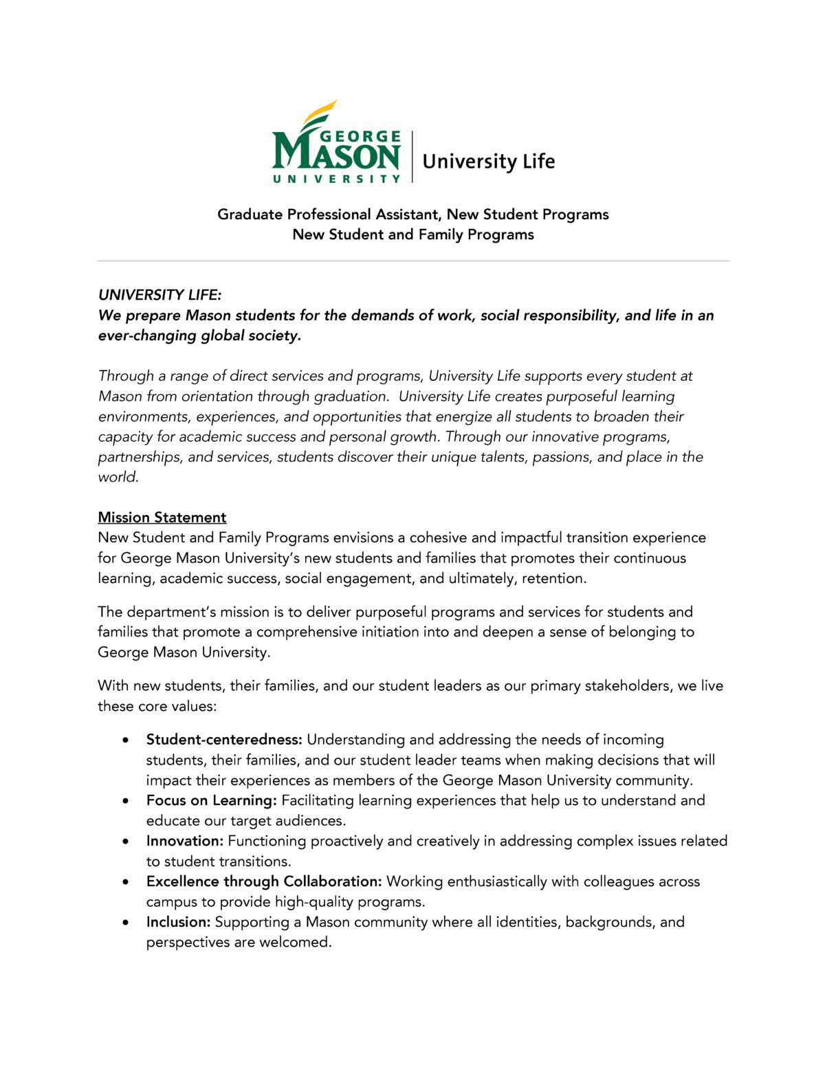 Graduate Assistant Program Graduate Assistantship for New Programs Open – Student Success Blog