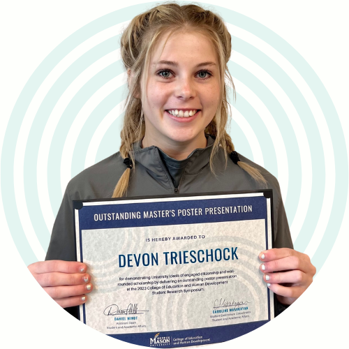 Photo of Devon Trieschock holding her award