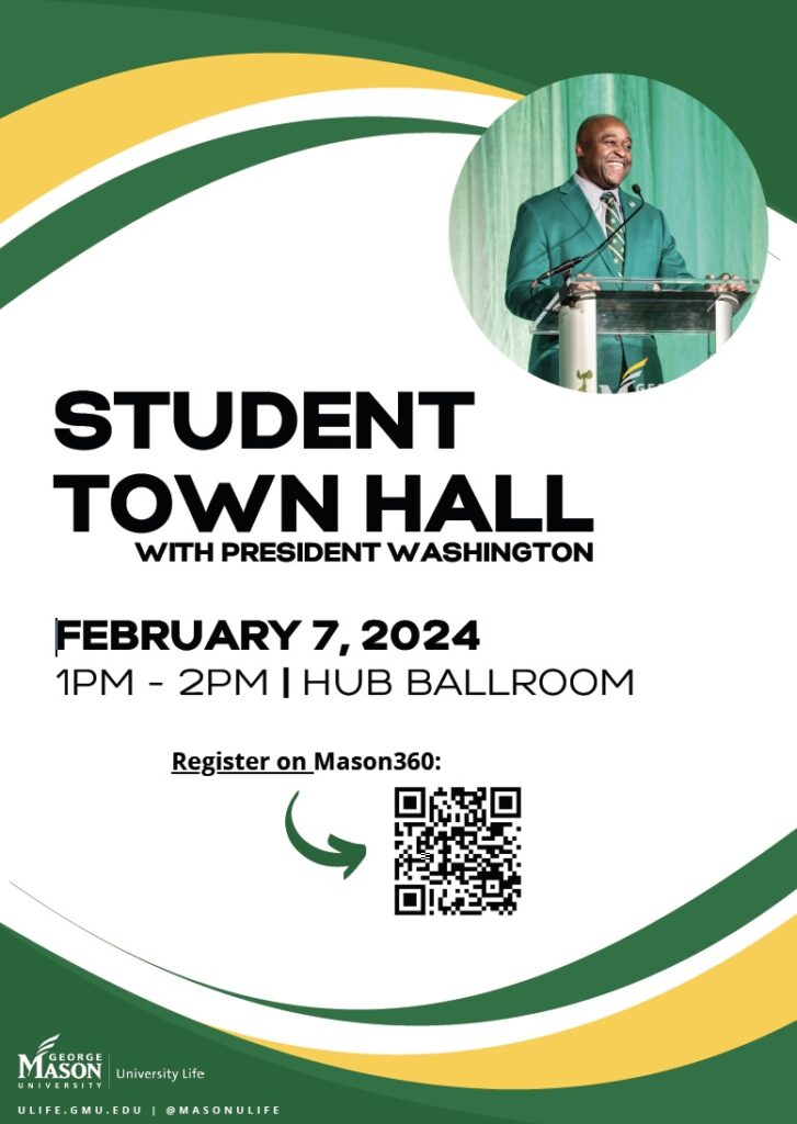 Student Town Hall with President Washington flyer